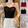 Women's Lace Trim Spaghetti Strap Camisole, Sweet Style Padded Bustier Tank Top