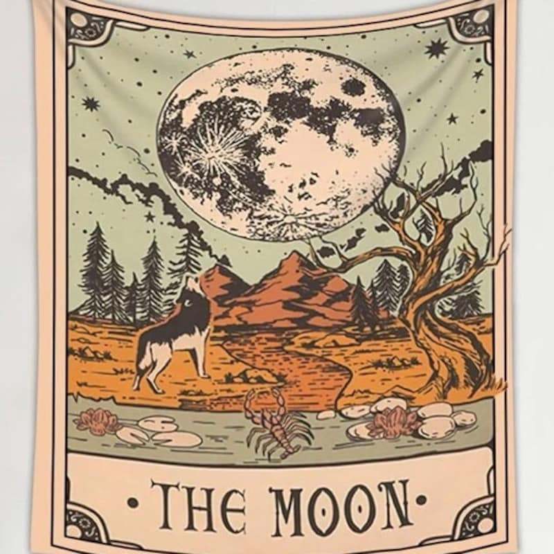 Dorm Tapestry with Moon Tarot Cards 75x100