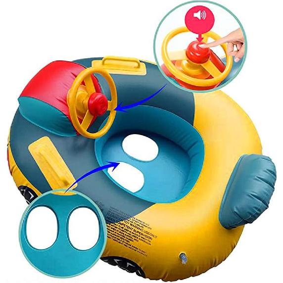 Cute Child Kids Inflatable Pool Float PVC Summer Swim Float Air Bed Lake Boat Swimming Floats with 2 Handles Surfing Raft Bodyboard Floating Mattress