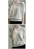 Tricou de bază pentru femei, cu gât în V, tricotaj larg din lână pură, cu mânecă scurtă, din cașmir