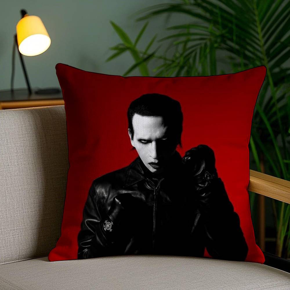 Pillow Case M-Marilyn M-Manson Home Dorm Chair Back Short Plush Double-Sided Printing Office Nap Time Cushion Cover