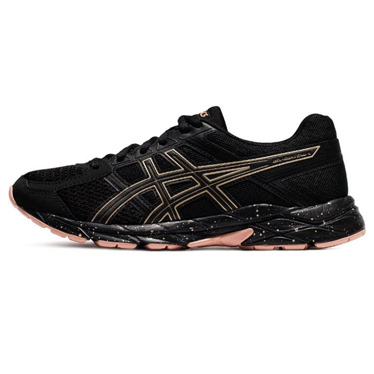 Asics Gel-Contend 4 Breathable Fashion Fabric Synthetic Leather Low-Top Casual Running Shoes Women sneaker Black Gold Pink T8D9Q-011