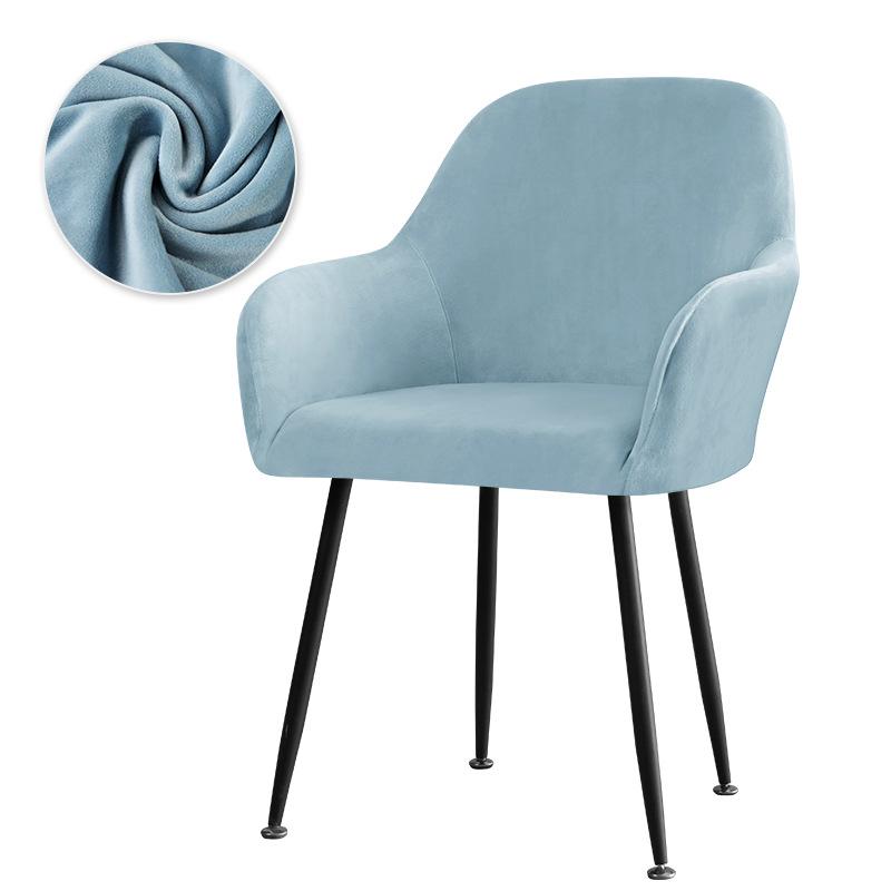 Curved Dining Chair Cover Simple Silver Fox Velvet Fabric Makeup Chair Cover Elastic Home Hotel High-end High Armchair Cover