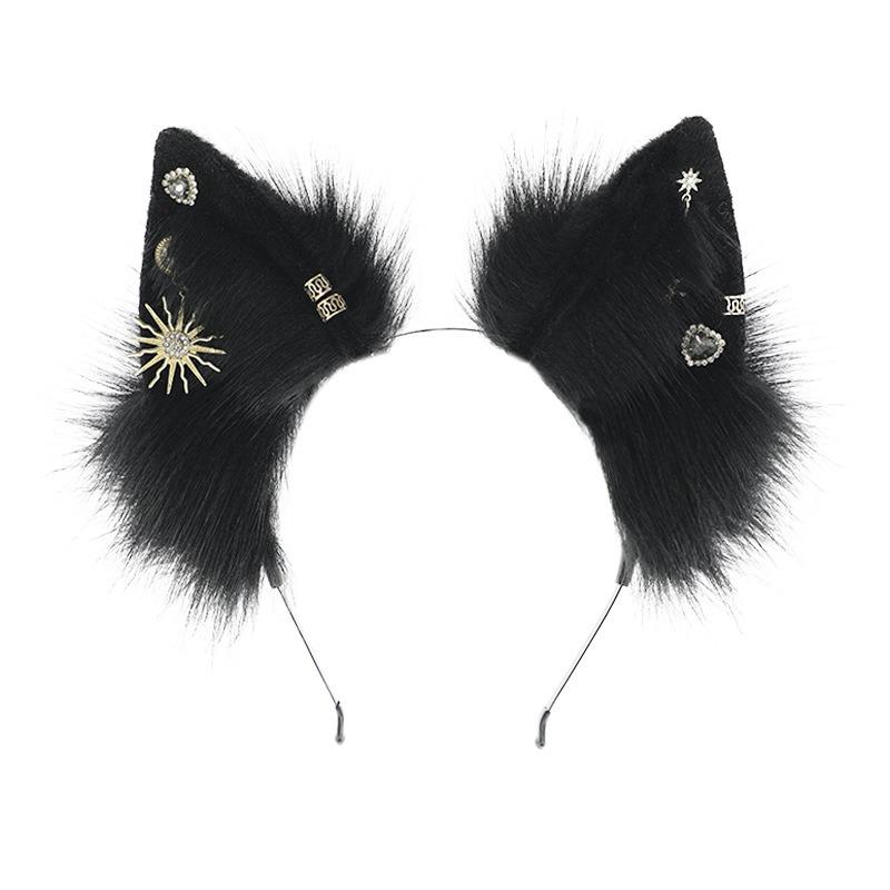 Cute Plush Fox Ears Headband Cos Headgear Accessories Comic Show Props Simulation Animal Ears Love Pendant Hair Accessories