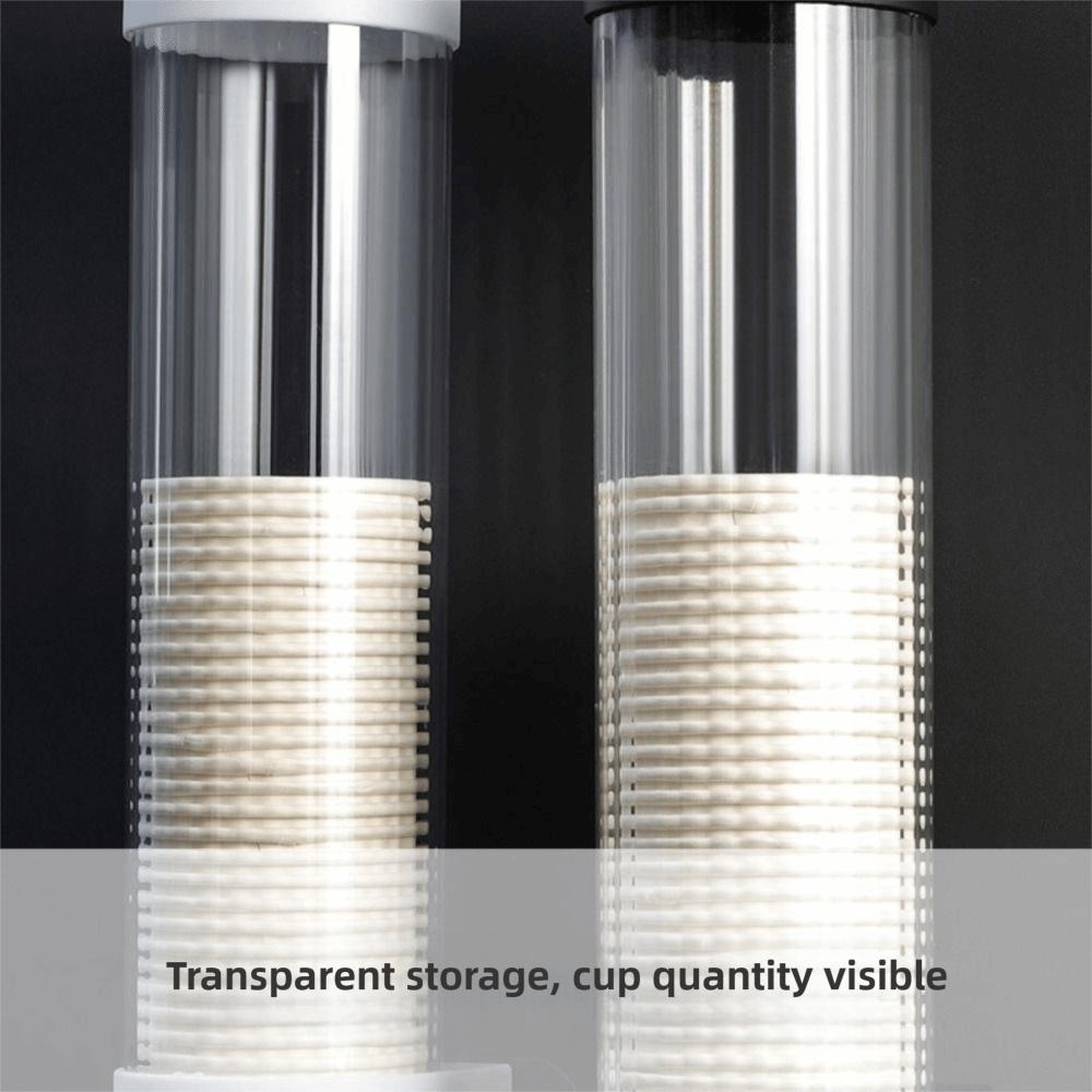 Wall Mounted Cup Dispenser Waterproof No Drilling Water Dispenser Cup Holder Transparent Large Capacity Cup Storage Rack