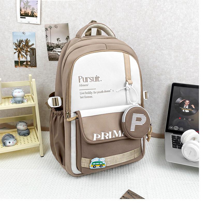 Capacity School Large Backpack For Teens With Nylon Fabric And Letter Print