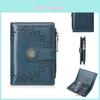 Vintage Ladies Wallet Pu Leather Short Card Holder With Zipper For Daily Use