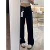 Black straight jeans women's autumn and winter new narrow version velvet high waist loose and thin wide-leg pants