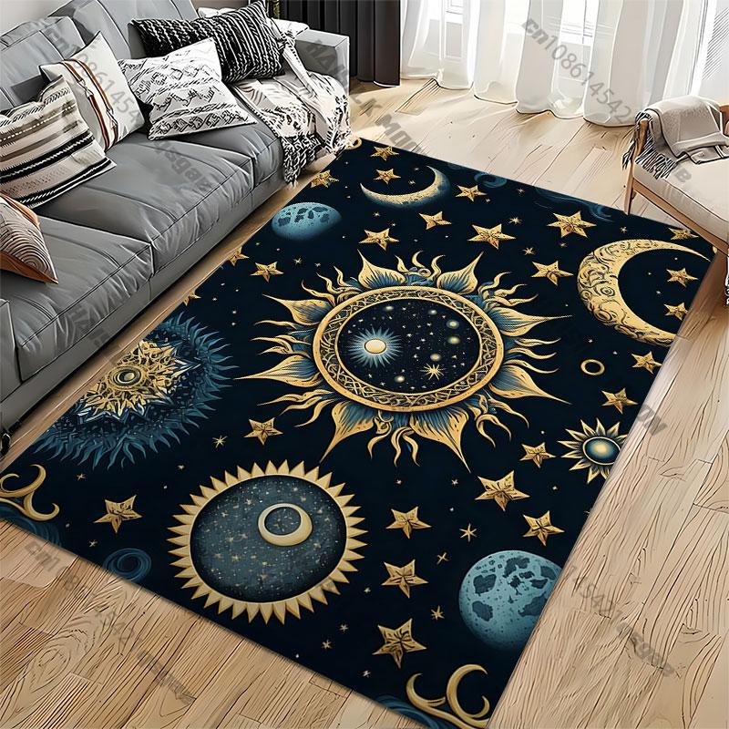 Cosmic celestial sun moon stars carpet Yoga living room room decor children's crawling mat doormat area rug games mat