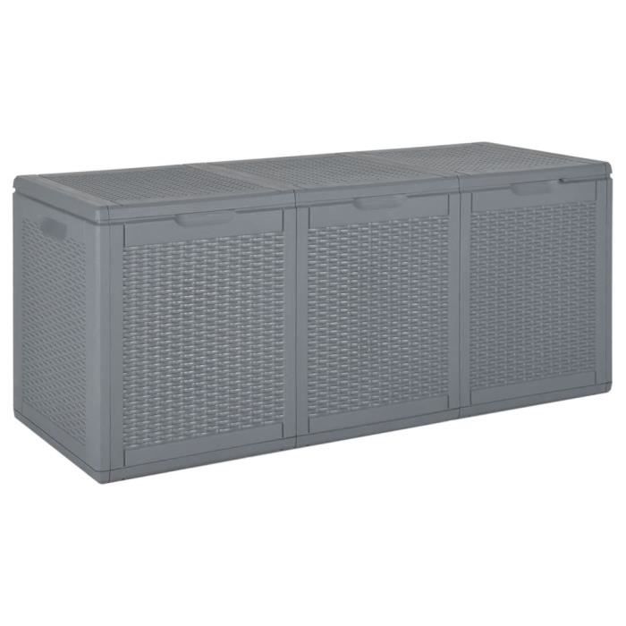 VidaXL Boîte de rangement de jardin gris PP rotin 270 L 364061