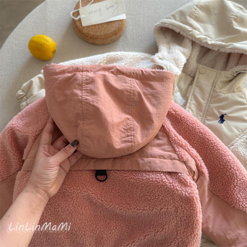 Linlinma Kids Lamb Wool Hooded Quilted Jacket - Winter 2024