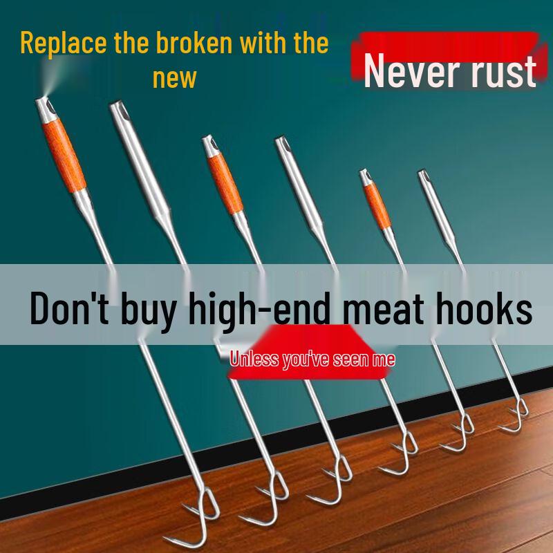 Stainless Steel Meat Hook with Wooden Handle