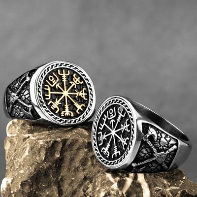 HNSP 316L Edelstahl Wikinger Runen Ring Für Männer Trend Ring Männlicher Finger Schmuck Zubehör