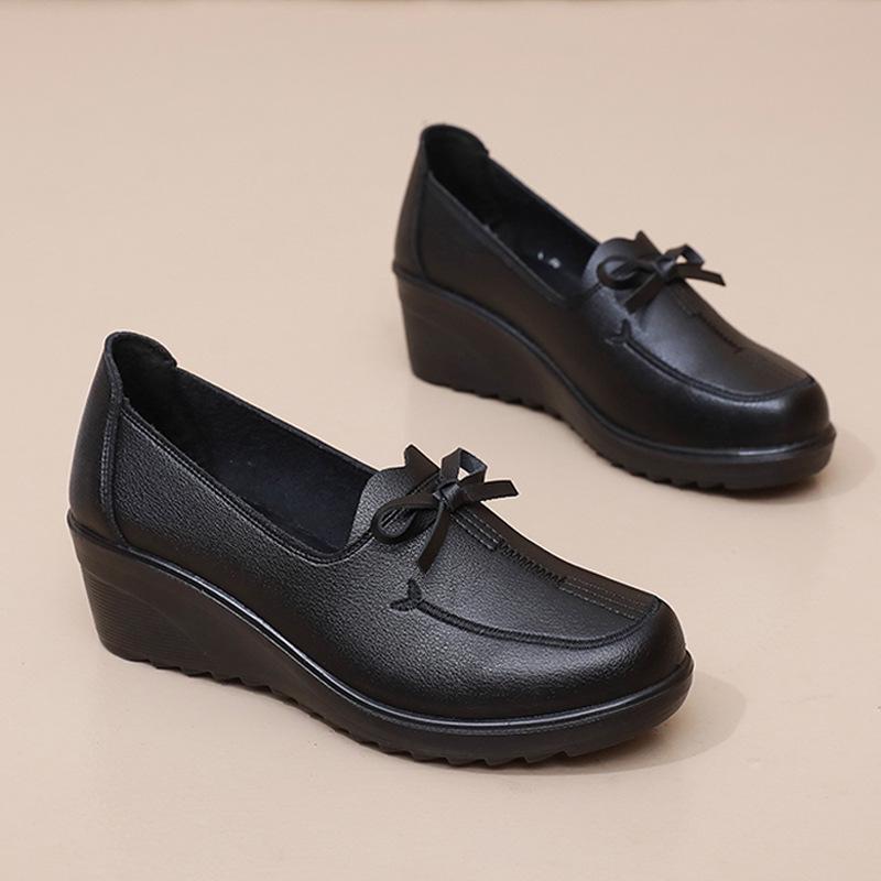 Spring & Autumn Women s Versatile Wedge Loafers - Soft Sole for Middle-aged & Elderly 39 чёрный