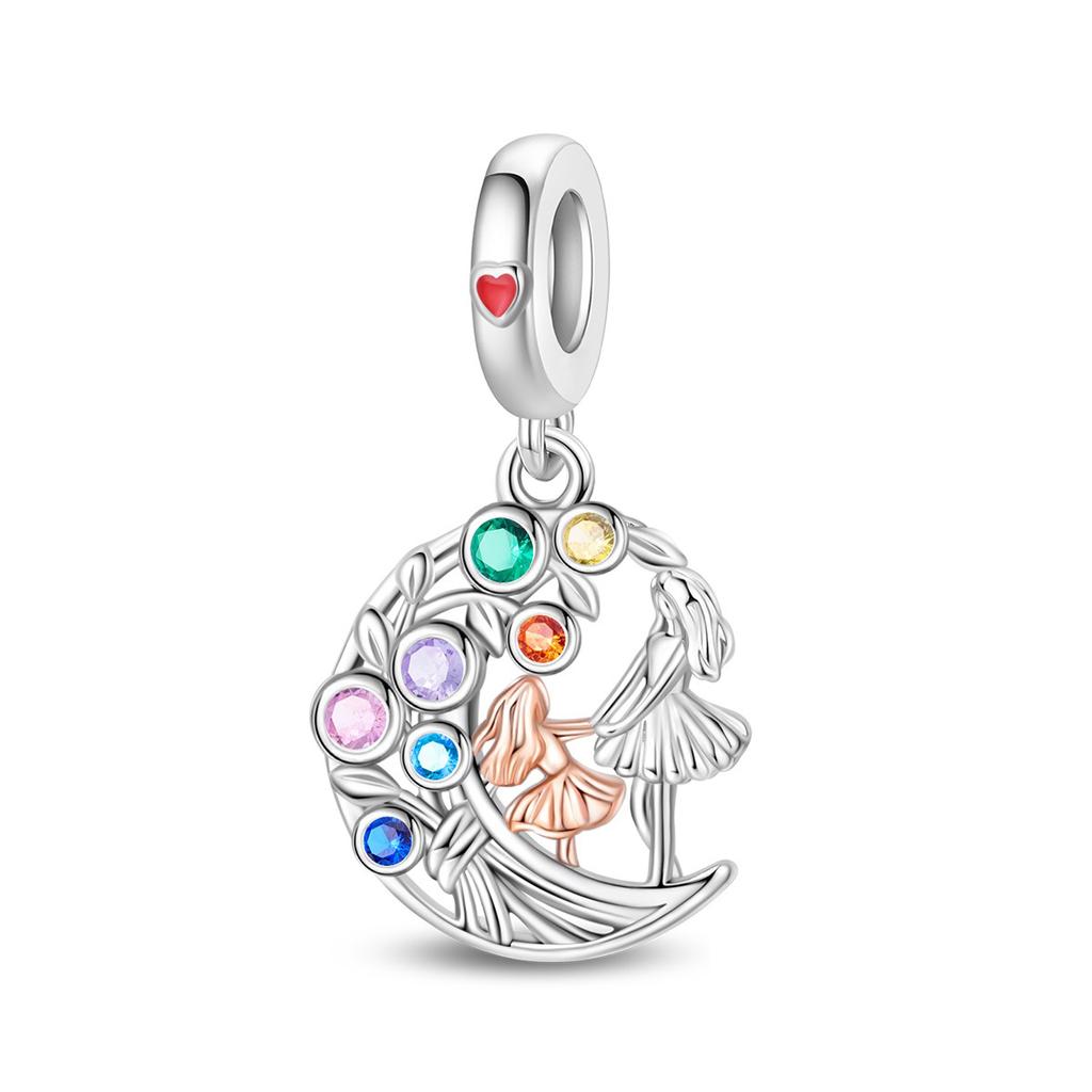 Family Boy Girl Charm Pendant Decorative Bead Jewelry Bracelet Accessories Copper