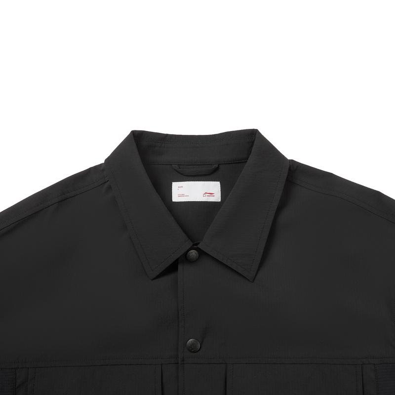 Li Ning All Things Have Spirit Series Casual Short Sleeve Shirt Men shirts Black ASHW049-3