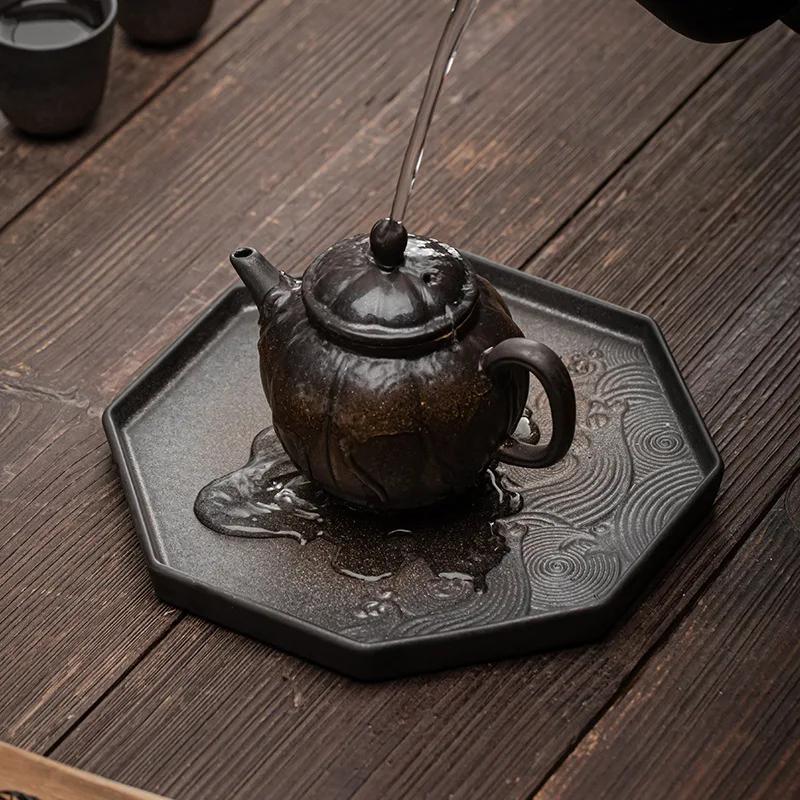 Japanische Vergoldung Eisen Glasur Bambus Teetablett Keramiktopf Topfhalter Halterung Teetisch Kleines Obsttablett Teekuchen Tablett