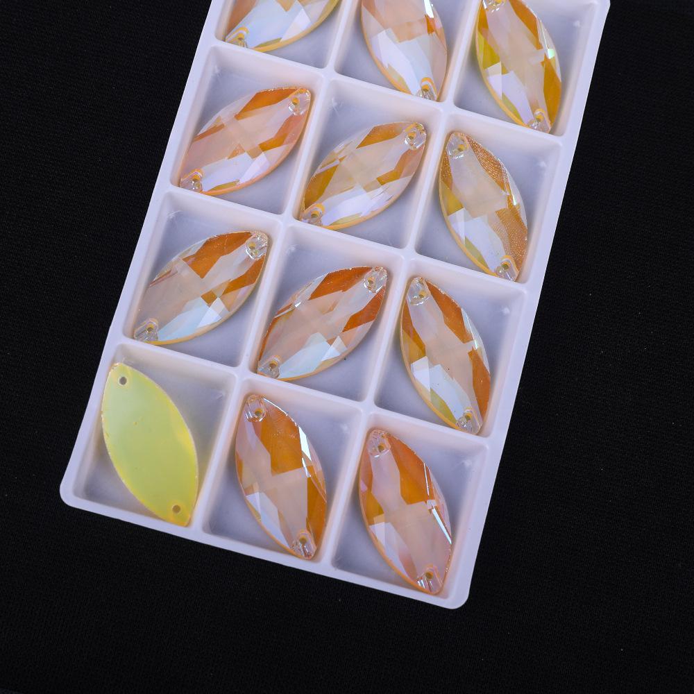 Neon Fluorescent Horse Eye Hand Sewn Drill, Glass Rhinestone Flat Buckle Diy Accessories Clothing Wedding Materials Accessories