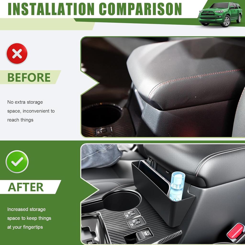Center Console Organizer For 2010-2024 Toyota 4Runner Hanging Armrest Box Storage Tray For 4 Runner Interior Accessories(Center Console Hanging