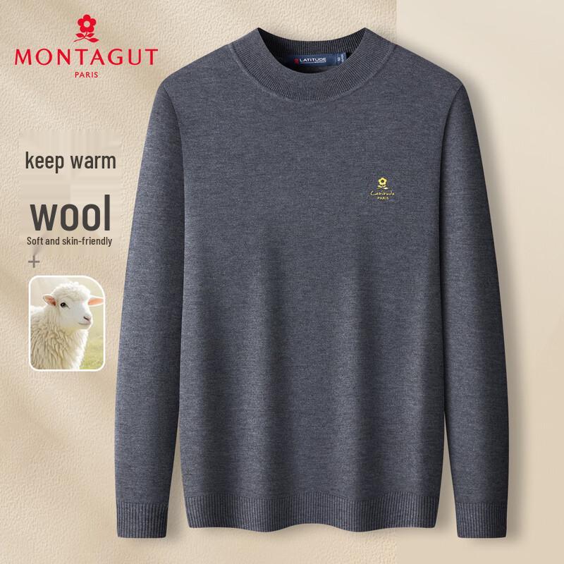 MONTAGUT Men's Merino Wool Mock Neck Sweater