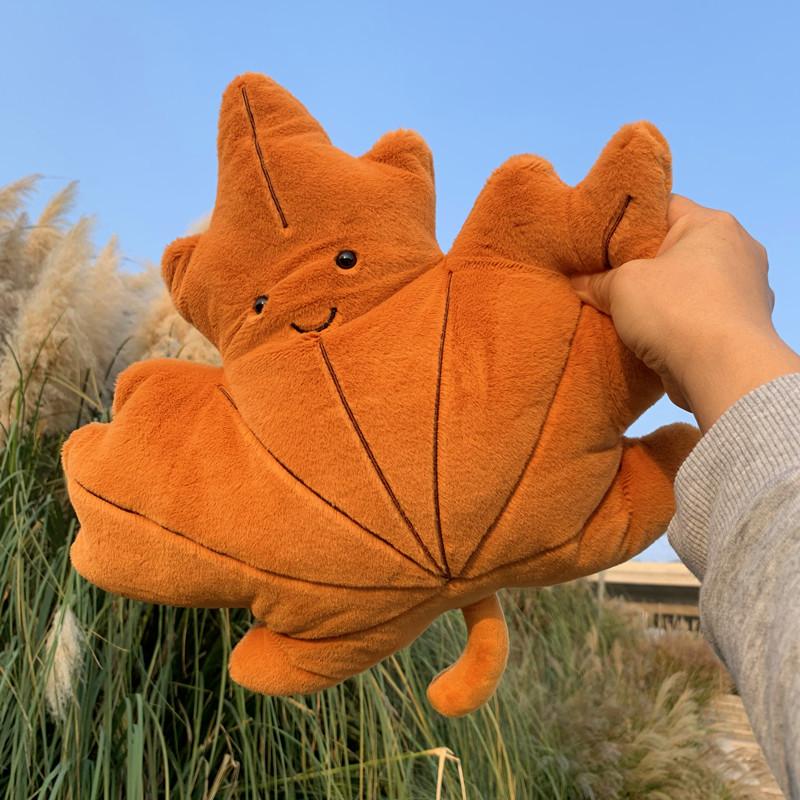 Cuscino Peluche Foglia di Ginkgo Cuscino Realistico Foglia d'Acero Foglia Verde Decorazione Divano Cuscino Imbottito per Auto per Casa Giocattolo per Dormire per Bambine