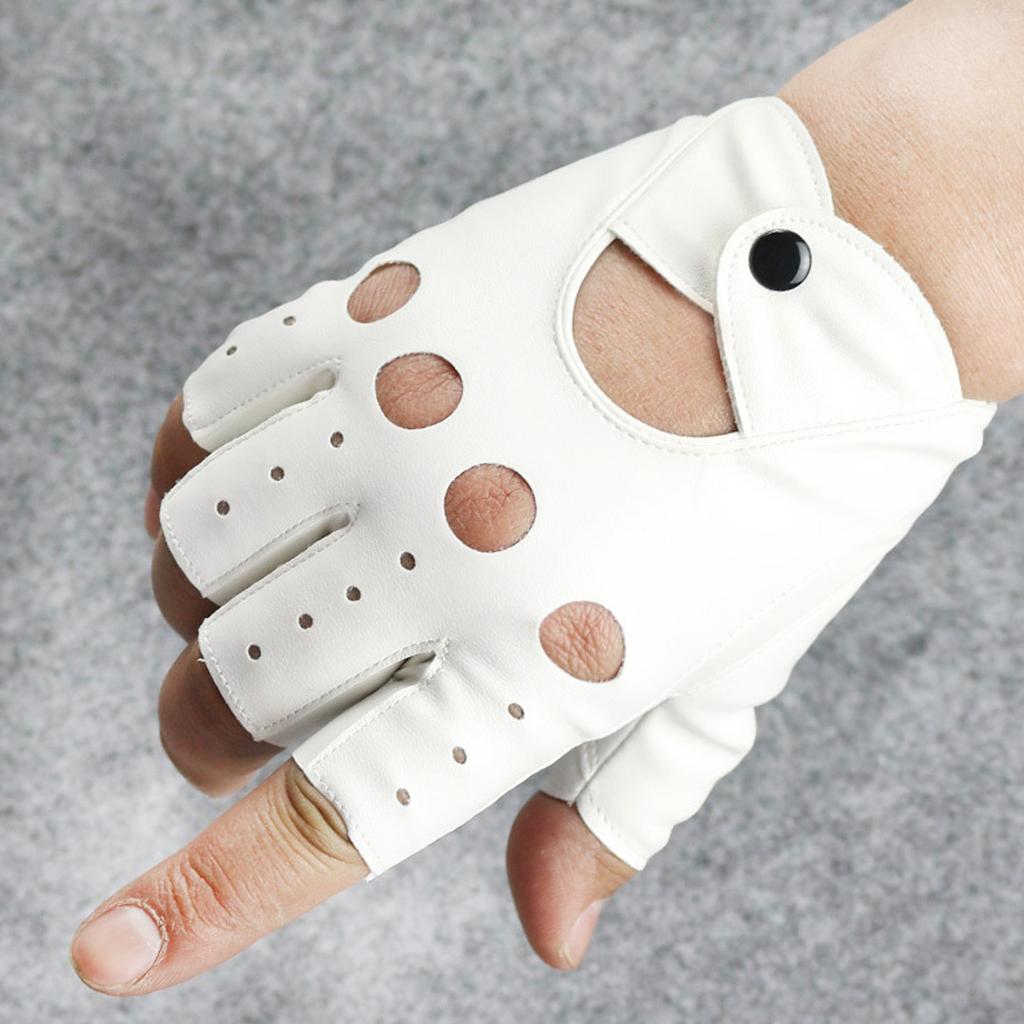 PU Leather Fingerless Driving Gloves for Motorcycle Weightlifting Cycling Driver Men Women Teens Half Finger Gloves