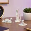 Hollow Cat Eye Design Decor 3D Printed Ghost Statues, Halloween Haunted Kitten Figurines with Eyes Matte White Figurine & Flowing Drapes, Spooky