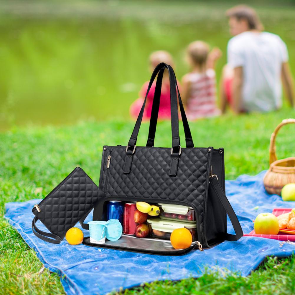 2-in-1 Lunchtas Laptoptas met Portemonnee Multifunctionele Zakelijke Lunchtas Lunchbox Handtas voor Werk Kantoor Camping Picknick