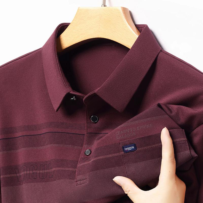 Middle-Aged Men'S Long-Sleeved T-Shirt Spring And Autumn Lapel Top Dad'S Bottoming Polo Shirt Real Pocket Autumn Clothes
