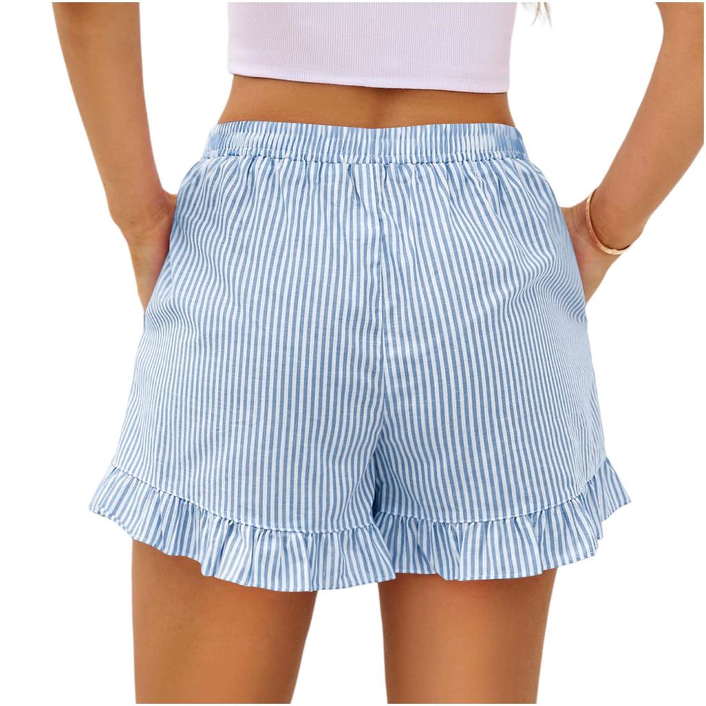 Shorts For Women Striped  Casual Summer Loose Pocket Shorts