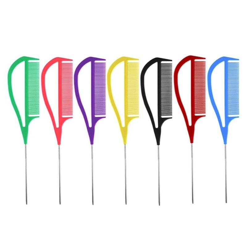 Metal Pin Tail Comb Hairdressers Barbers Rat Tail Comb for Styling Teasing Wide Tooth Pick Stylist Braiding Combs