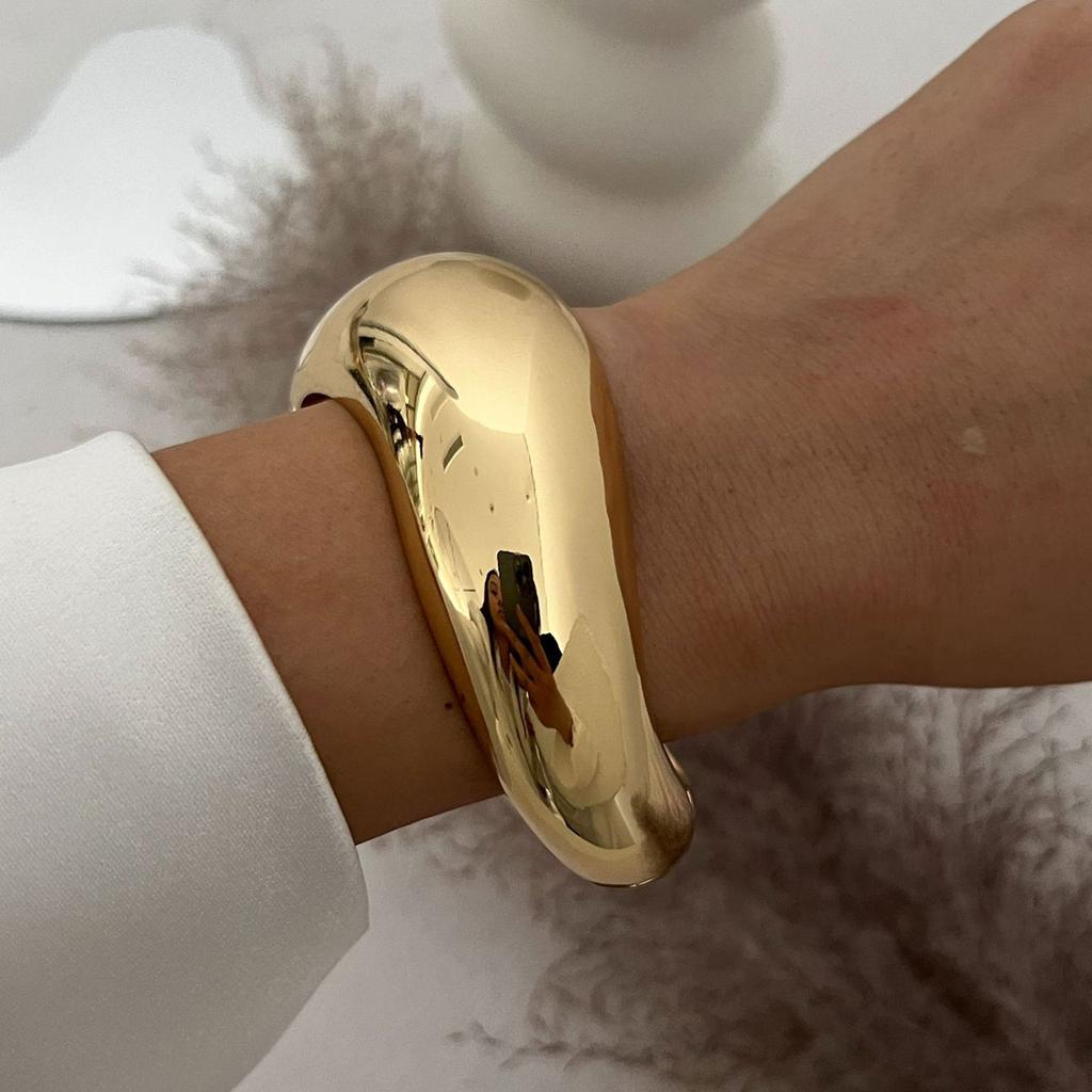 Punk Vintage Irregular Chunky Cuff Bangles for Women Statement Glossy Bracelets Bangles Pulseras Steampunk Men Jewelry