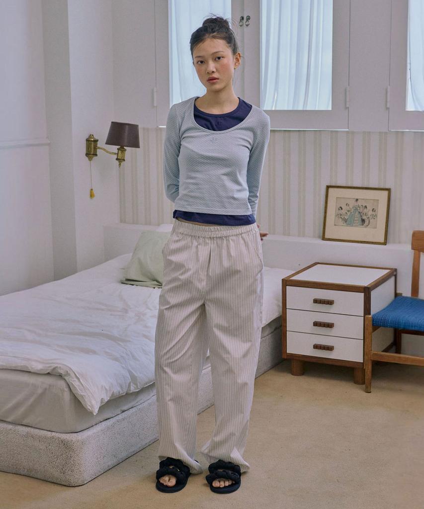 JUNEJUNE SPACE 3/4 Sleeve Logo Tee_Light Blue