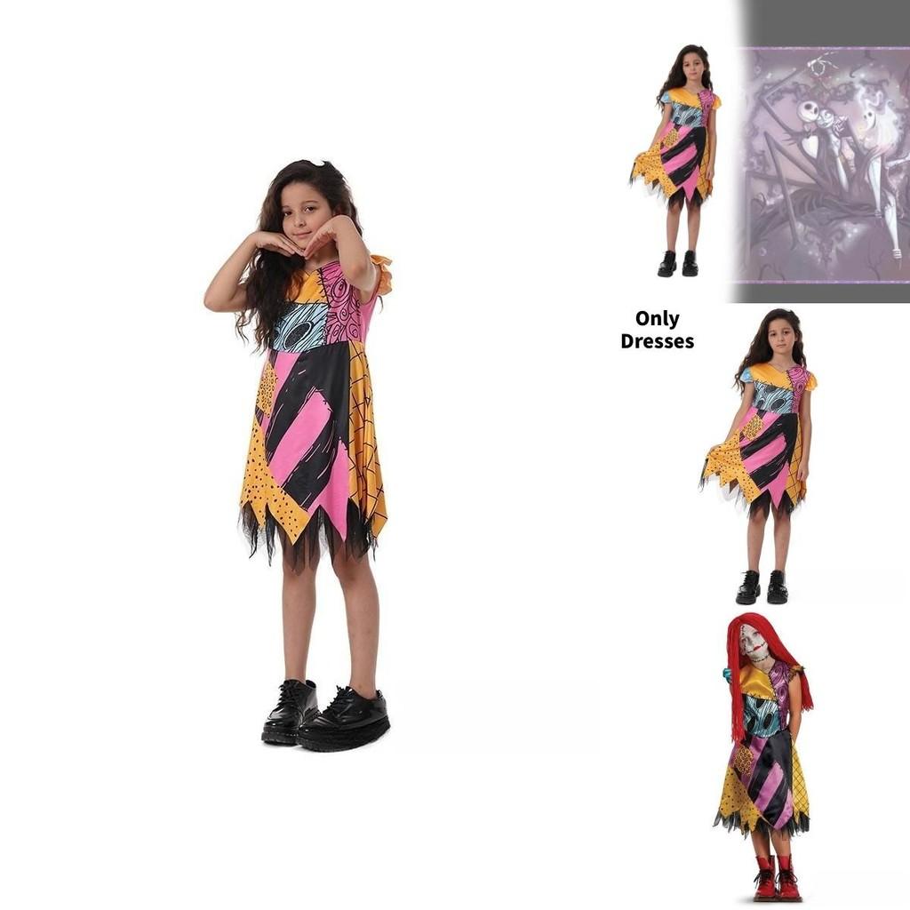The Nightmare Before Christmas Sally Girl Dress With Fabric Material For Holiday Events And Cosplay