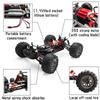 1:10 4WD Full Proportional RC Monster Truck, 45km/h High Speed 2.4G Off-Road Crawler with 7.4V Battery for Hobbyists