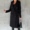 Women's Midi Long Wool Coat Double Breasted Trench Coat Classic Notch Lapel Peacoat Fall Winter Overcoat