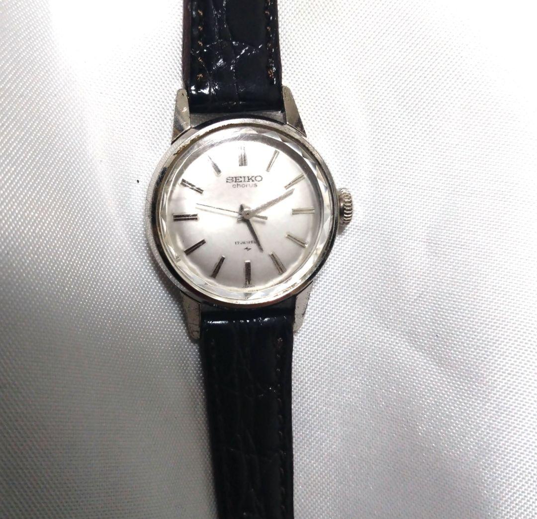 

[USED] Extremely rare SEIKO Chorus hand-wound watch with cut glass and white gold plating
