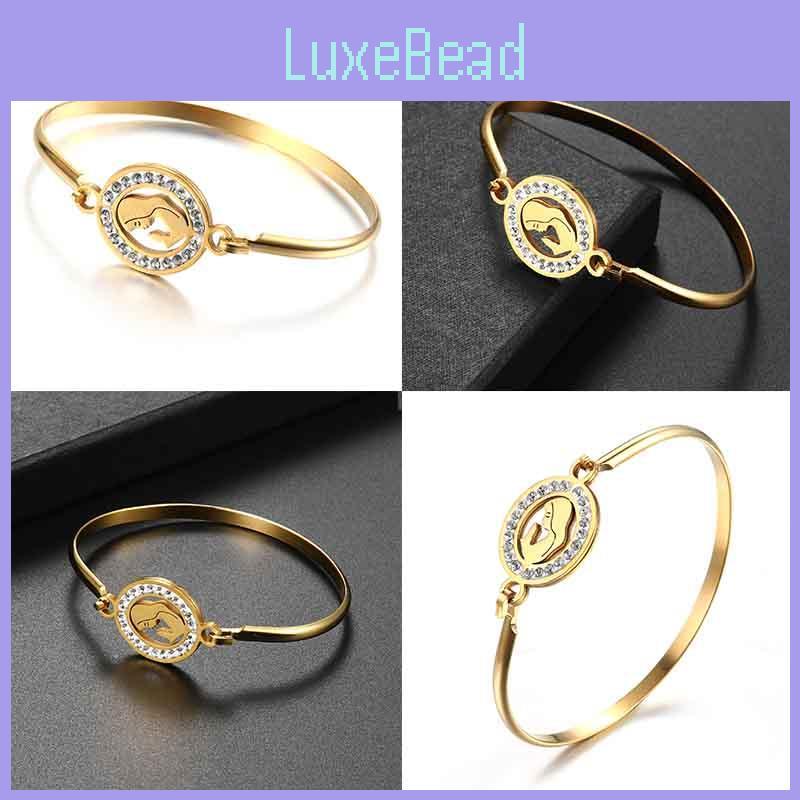 Elegant Simple Cuff Gold Plated Bangle With Sparkling Crystal Rhinestones For Women