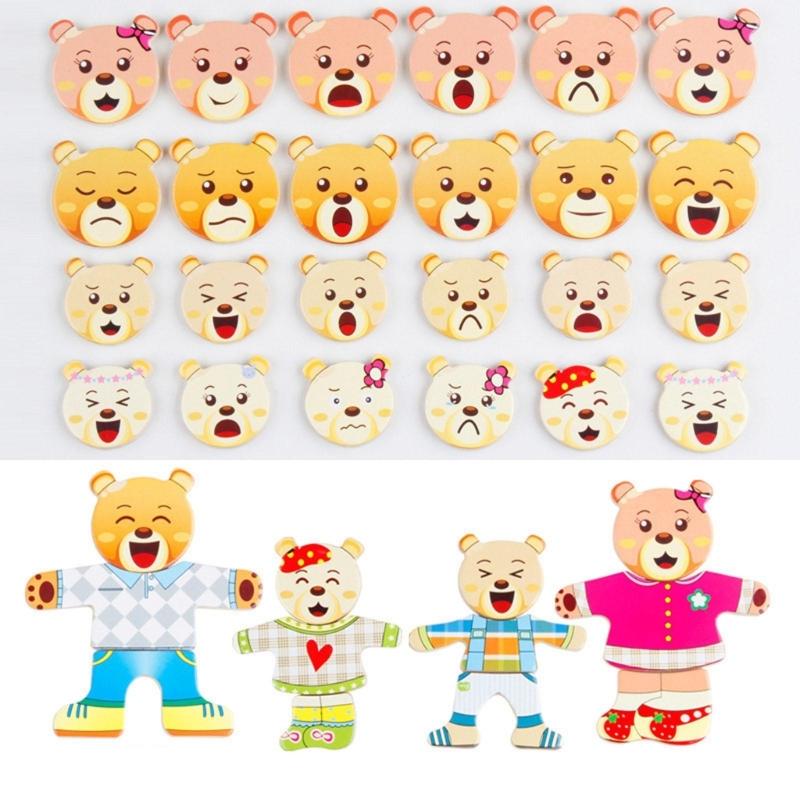 3-D Puzzle Box Shape Matching Board Toy Bear/Rabbit Dress Changing Busy Board Toy for Toddler Learning Educational Gift