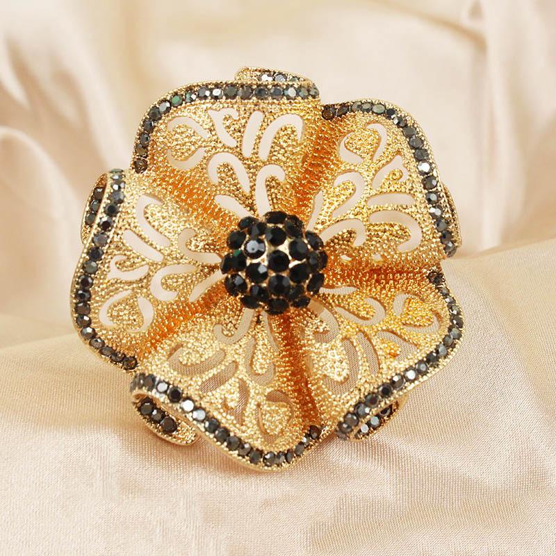 

Oversized Geometric Solid Flower Ring Adjustable Retro Fashion Bohemian Noble Women s Ring Cocktail Party Jewelry Gifts