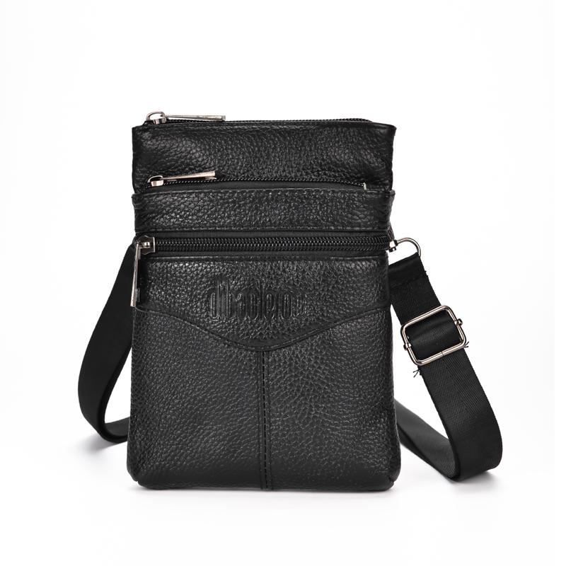 Genuine Leather Men's Crossbody Bag  Business Messenger Bag Mini Large Capacity Waist Pack