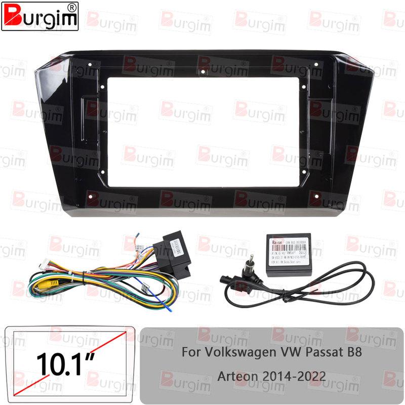 Car Radio Fascia Frame For Volkswagen VW Passat B8 Arteon 2014- 10 Inch 2DIN Stereo Panel Harness Power Cable Adapter Canbus