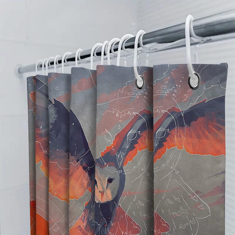 Eulen Duschvorhang Natur Wald Vögel Tierwelt Wandteppich Heimdekoration Badezimmer Set Vintage Künstlerisches Wandbehang Raumteiler
