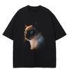 T-shirt grafica con gatto streetwear T-shirt in cotone T-shirt unisex T-shirt estiva a maniche corte(1)