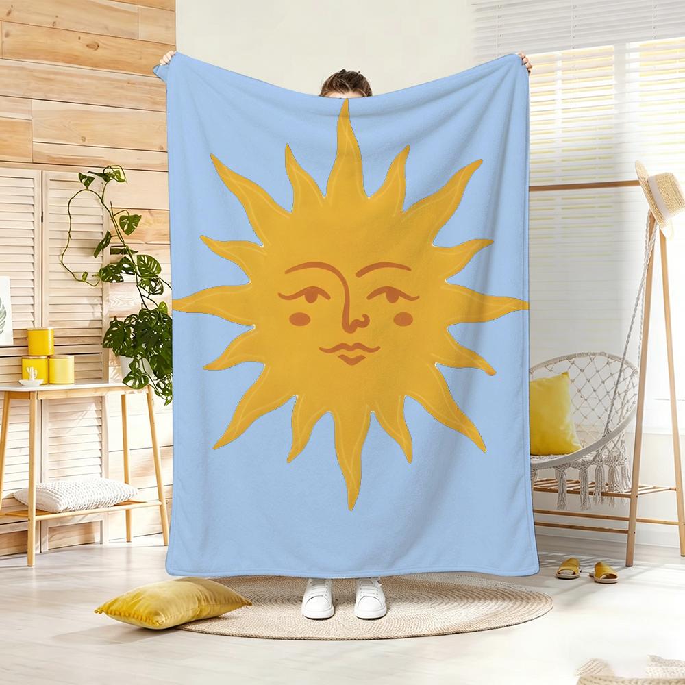Artistic Pattern S-Sun Throw Soft Warm Throw Blanket for Bedroom Living Room Bed Travel Camping Picnic Gift