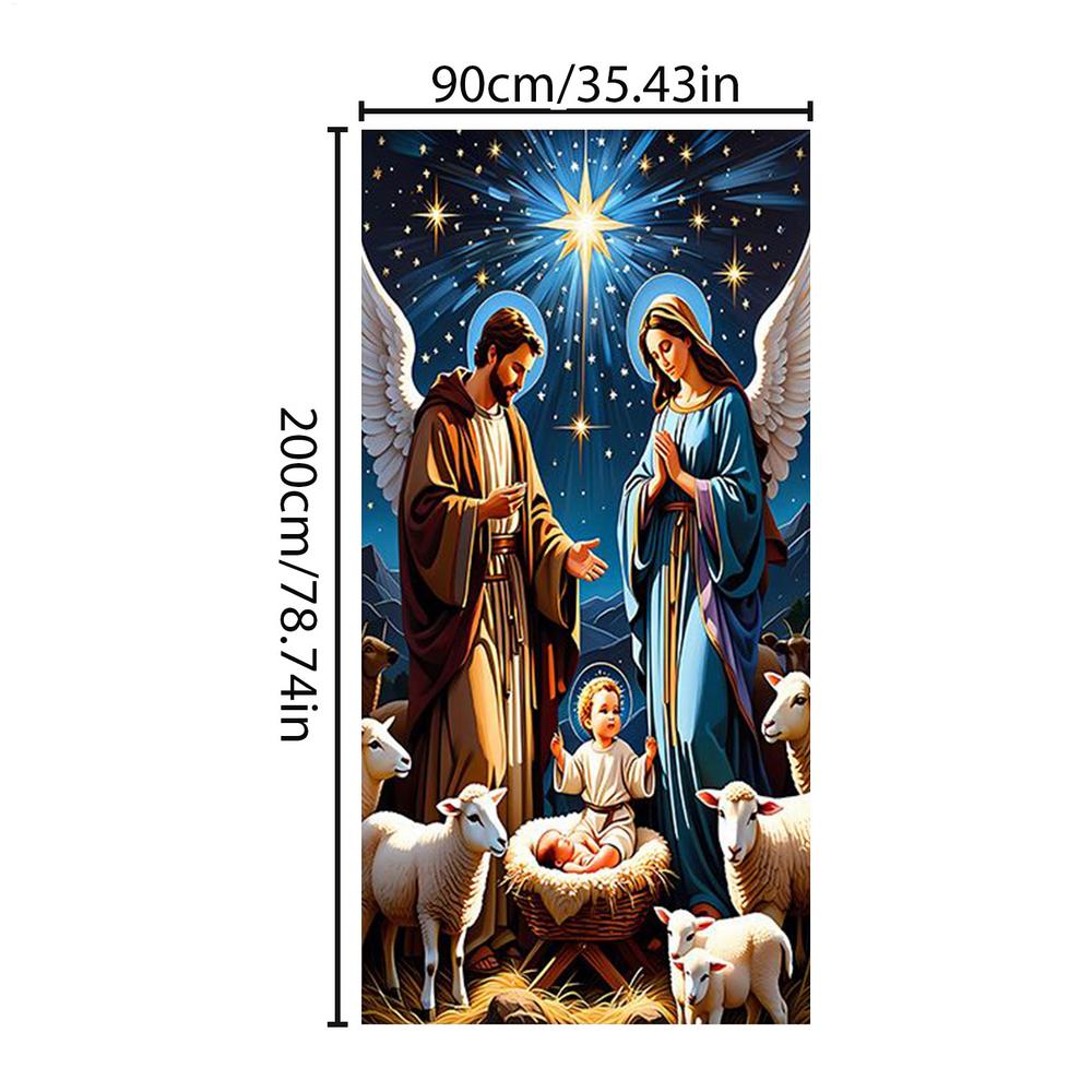 Juldörrsklädsel Utomhusmaterial Religiös Julkrubba Heminredning Juldörrbanderoll för Högtider Födelsedagsfester Kontor