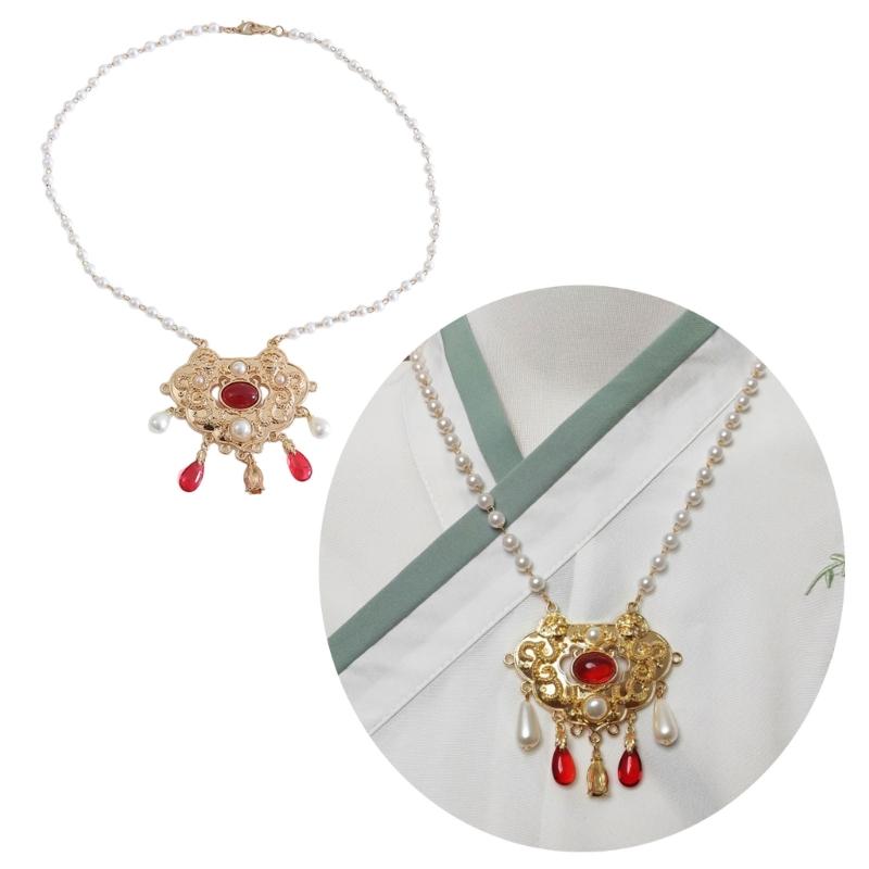 Stylish Chinese Necklace with Ancient Bell Pendant Intricately Crafted Necklace Accessory Perfect for Hanfu Enthusiasts