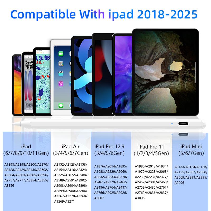 Stylet Actif Magnétique avec Rejet de la Paume Écran Tactile Stylet Capacitif 2ème Génération pour Apple Ipad Pro 11 Air 5 Mini 7