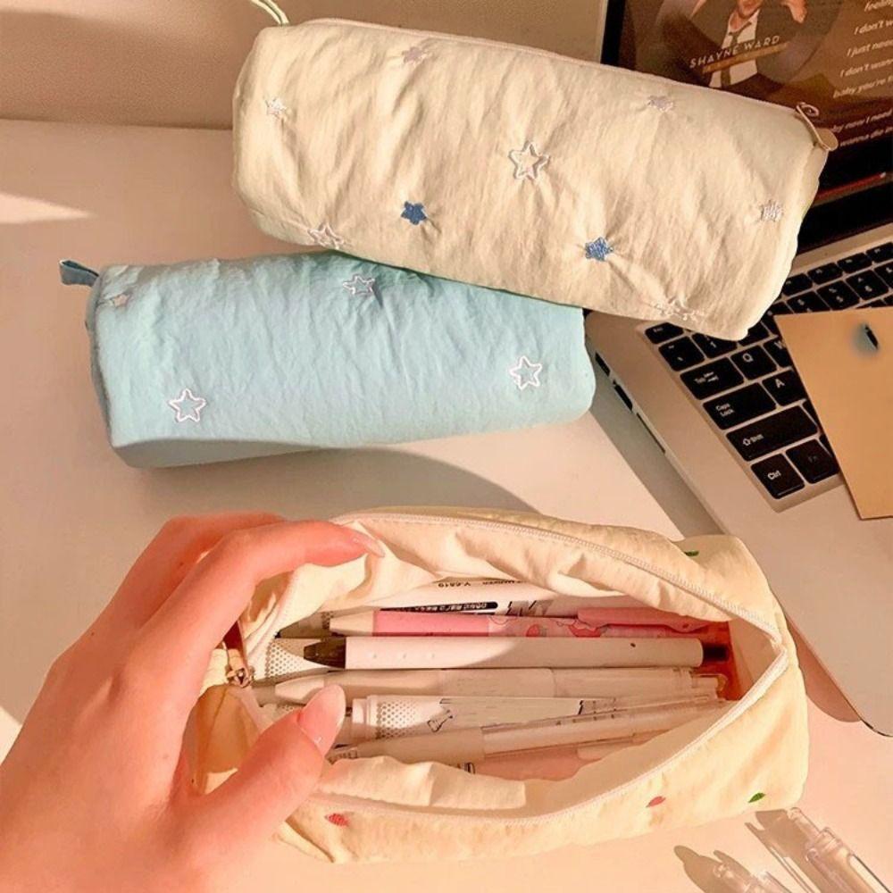 Little Star Pencil Case Pouch Embroidery Desk Storage Bag Creative Simple Pen Case Students