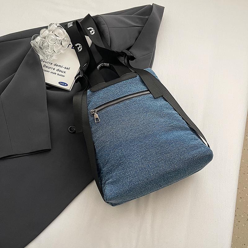 Denim Chain Small Backpack Women's Flip Bucket Bag Travel Backpack